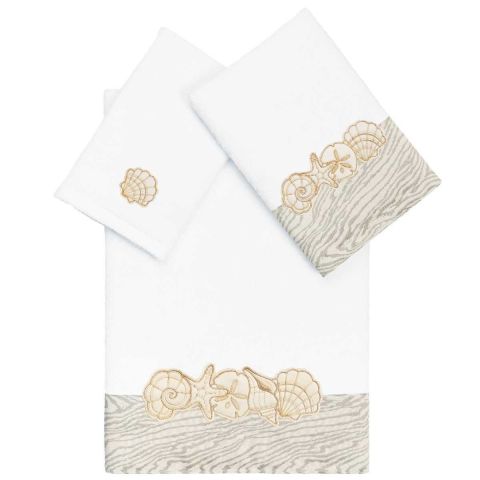 Shell Row Embellished Towels
