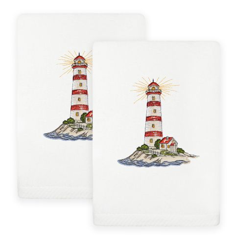Summer Lighthouse Embroidered Towel