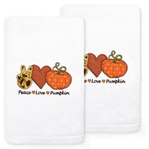 Peace-Love-Pumpkin Embroidered Towel