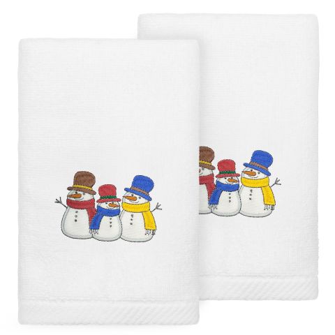 Christmas Snow People Embroidered Towel