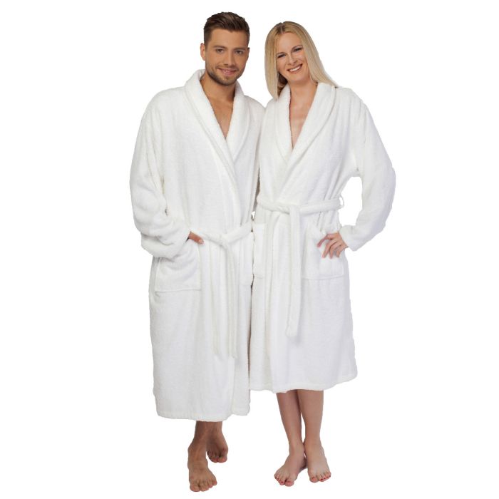 L/XL Terry Cloth Solid Bathrobe White - Linum Home Textiles